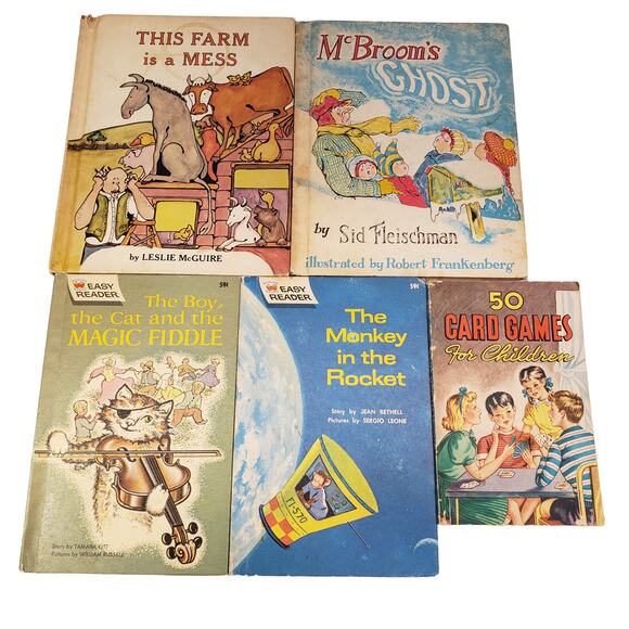 Vintage 1960s Books Bundle Farm Monkey Card Games McBrooms Ghost Easy Reader - Picture 1 of 16